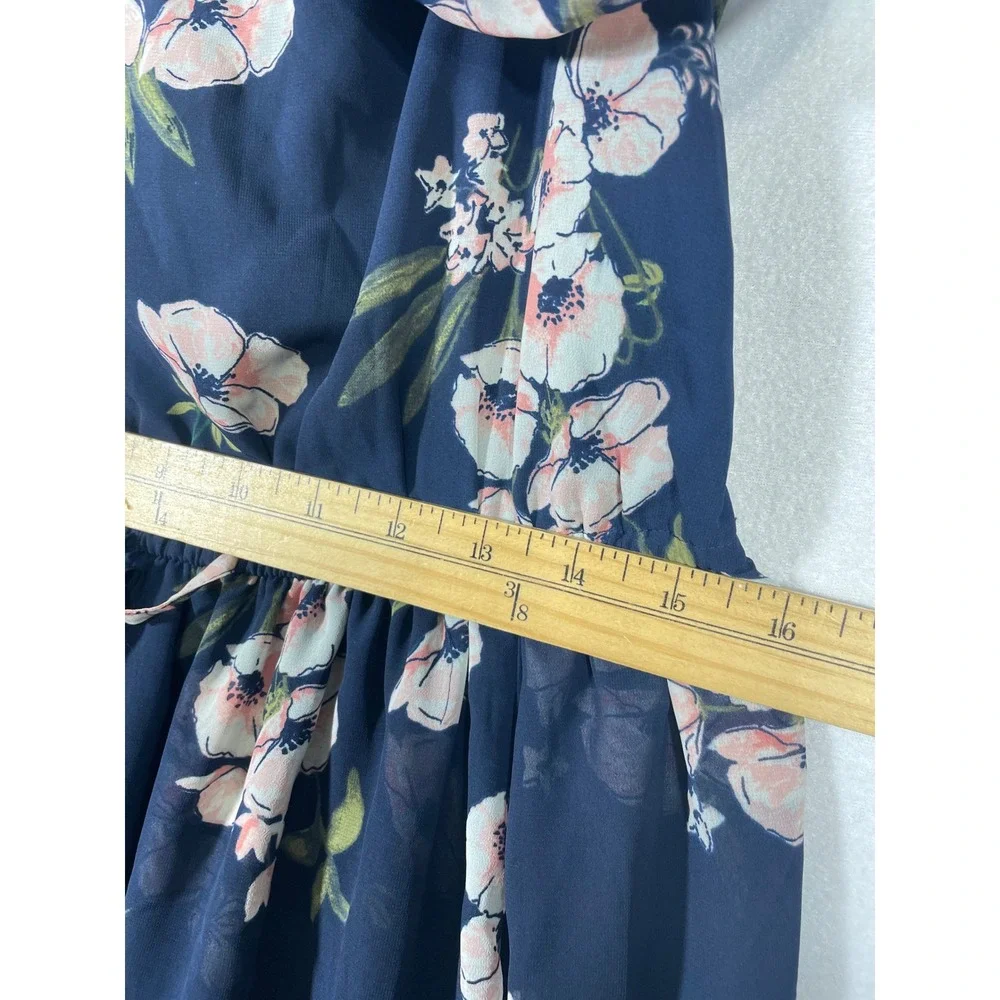 Abercrombie Fitch Women‎ Dress Size M Navy Floral Cold Shoulder Ruffle Maxi Wrap